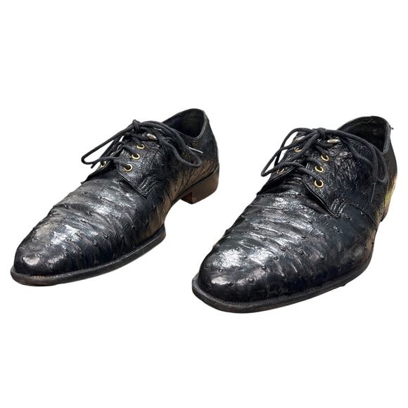 Vintage David Eden Men’s Black Full Quill Ostrich Derby’s Size 9.5 D main image 7